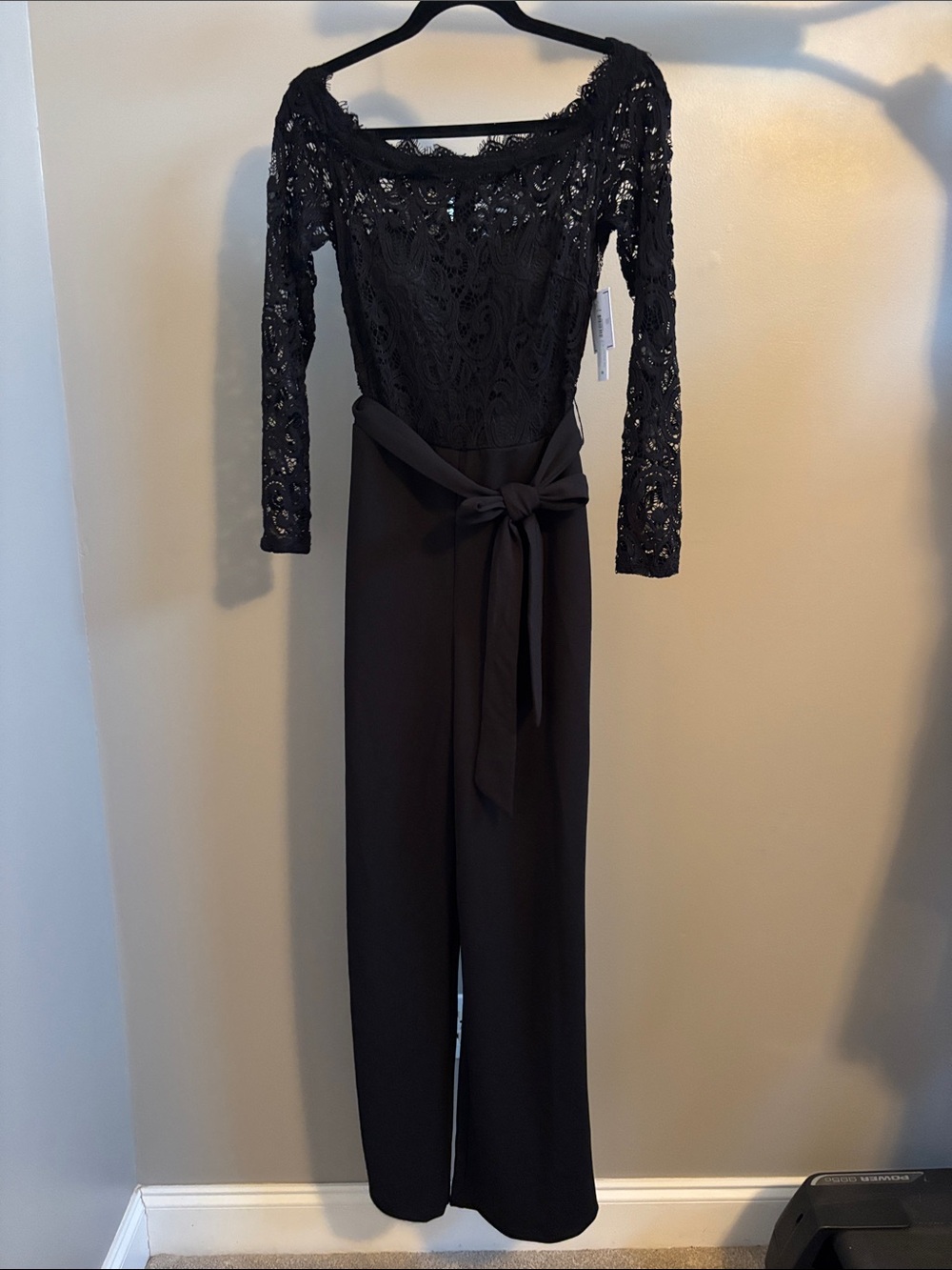 Black Lace & Tie-Waist Jumpsuit - New with tags.